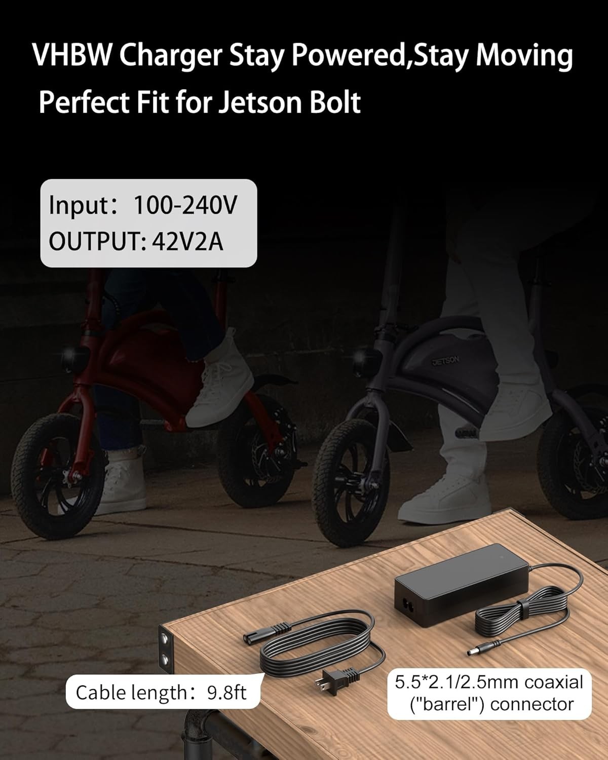 Compact 42V Charger for Jetson Bolt, Adventure, & Racer Models – Safe & Reliable
