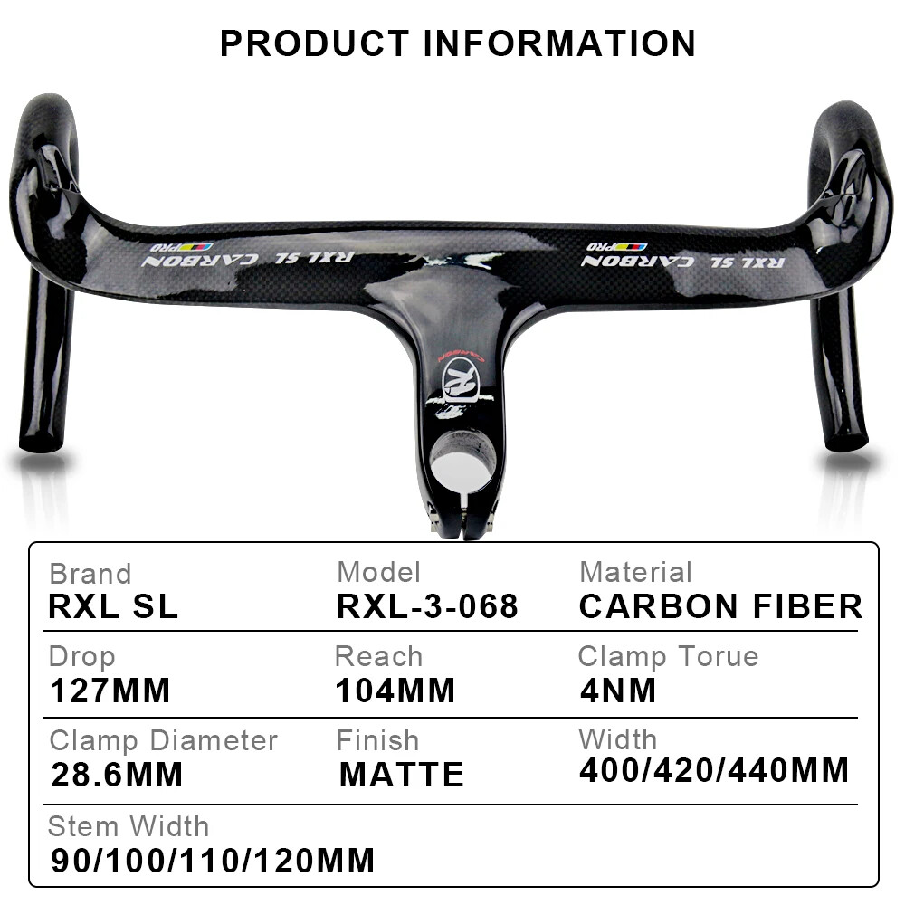 Carbon Road Bike Handlebar Integrated With Stem Internal Routing Drop Bar 28.6mm