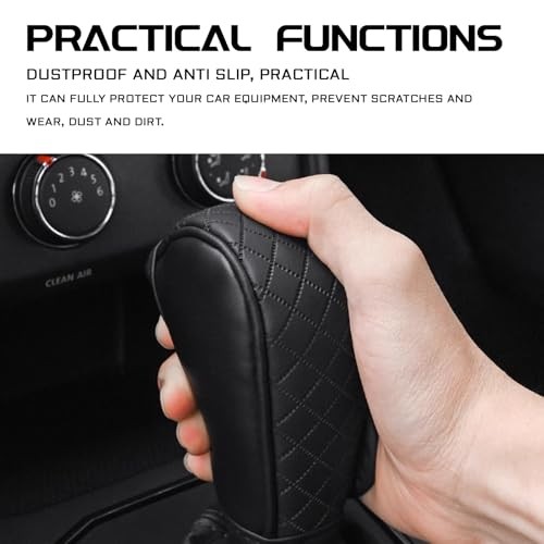Leather Car Gear Shift Knob Cover, Anti-Slip Breathable Gear Stick Shift Red