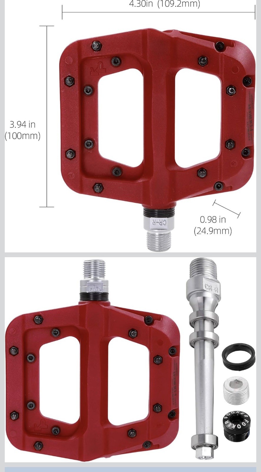 FOOKER MTB Bike Pedal Nylon 3 Bearing Composite 9/16 Mountain Pedals Non-Slip
