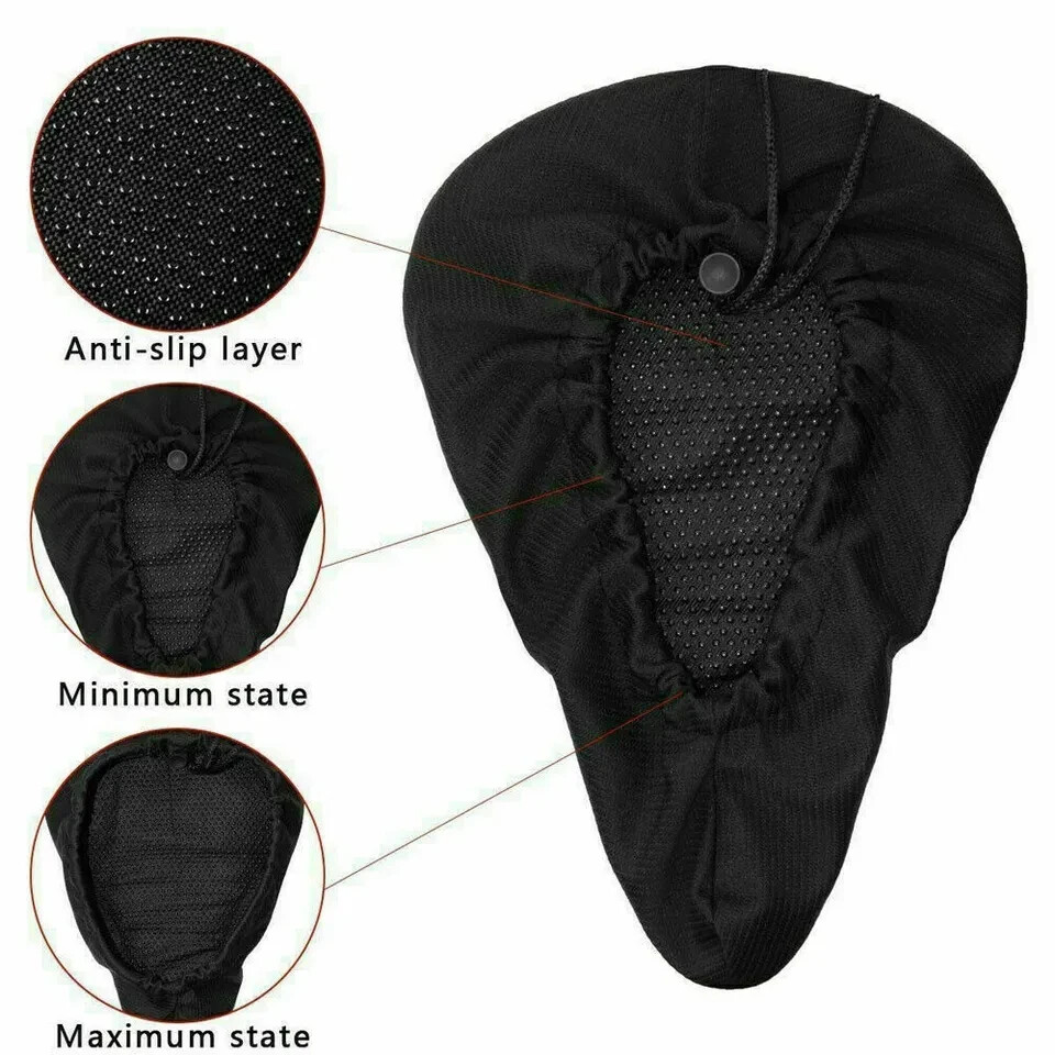2 PCS Bike Wide Seat Cushion Cover Gel Soft Padded Mountain Bicycle Saddle Cover