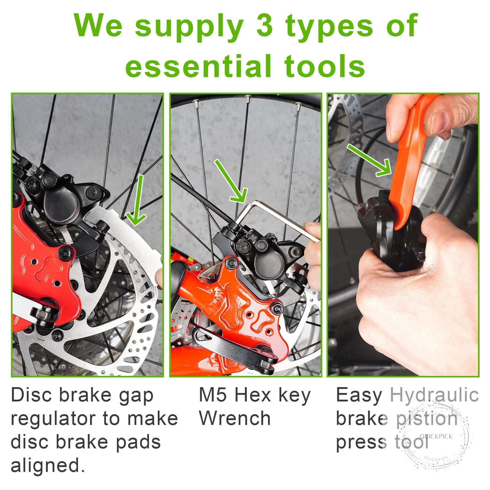 4 Pairs Metal Premium Ebike Brake Pads, Noise Free Disc Brake Pads with Installa