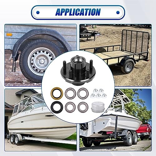 2 Sets Trailer Hub Kit, 5 on 4.5″ Bolt Pattern for 2000 lbs 5 on 4.5″ 2000 lbs