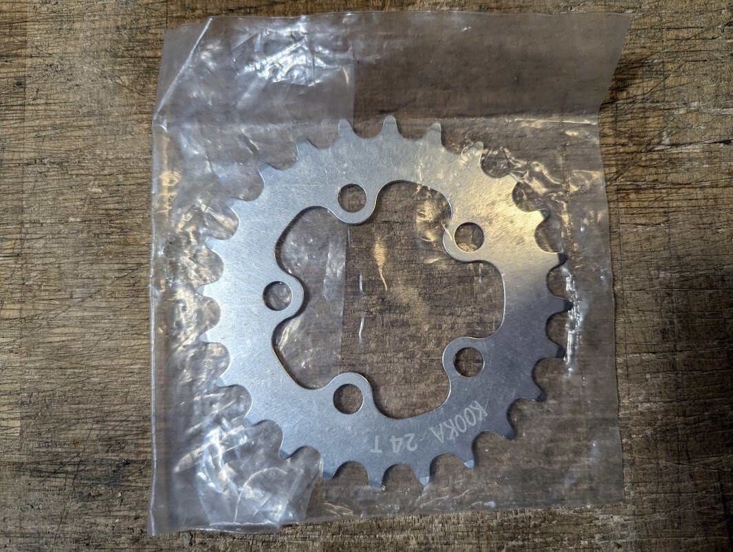 NOS KOOKA 24t 58mm bcd chainring MTB vintage (silver/raw)