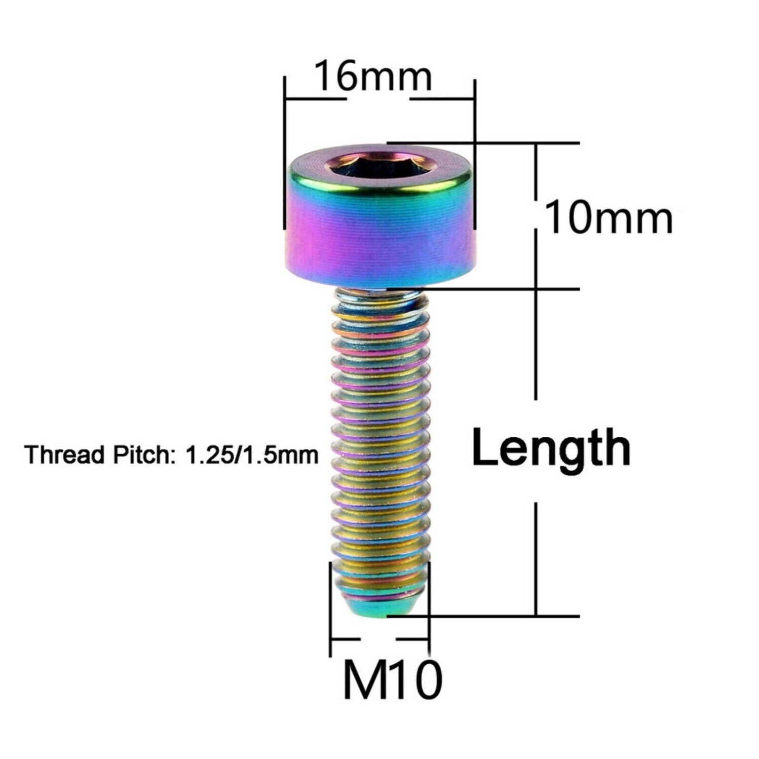 Titanium Ti Bicycle M10x20/25/30/35/40-60mm Screws Allen Hex Socket Head Bolts