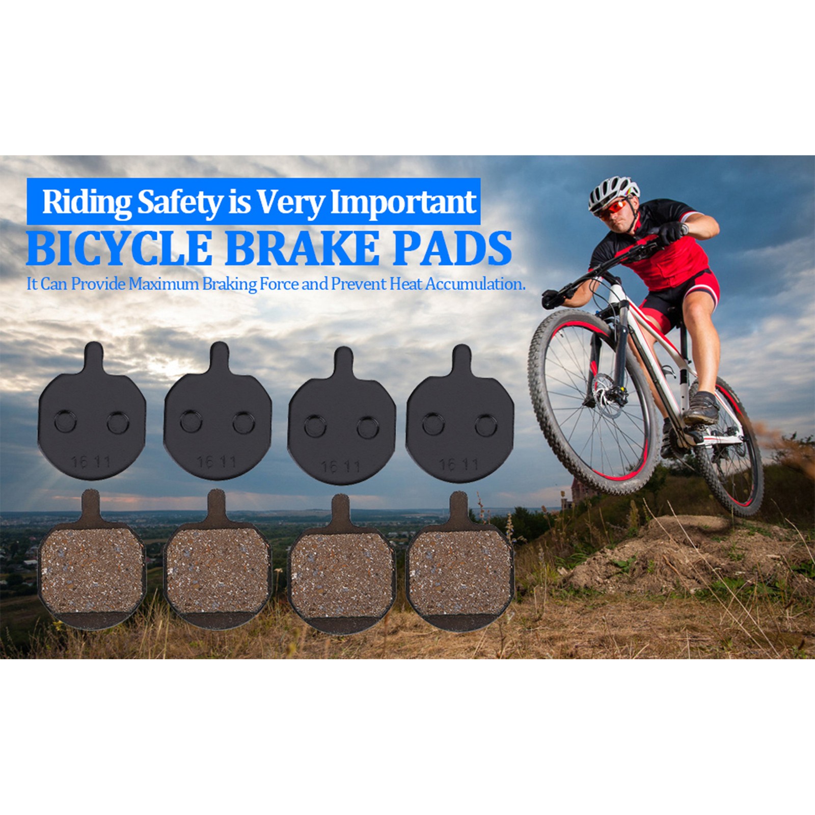 4 Pairs Mountain Bike Metallic Disc Brake Pads For Hayes Sole MX2/3/4/5 QWKB