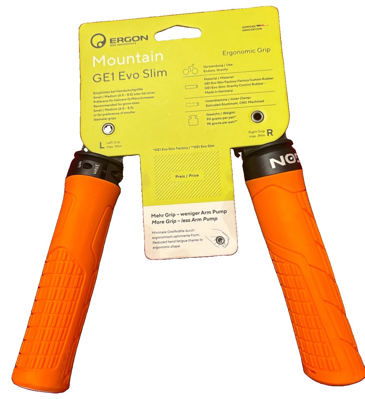 NEW Ergon GE1 EVO Slim Juicy Orange Lock-On Bicycle Grips Small/Medium