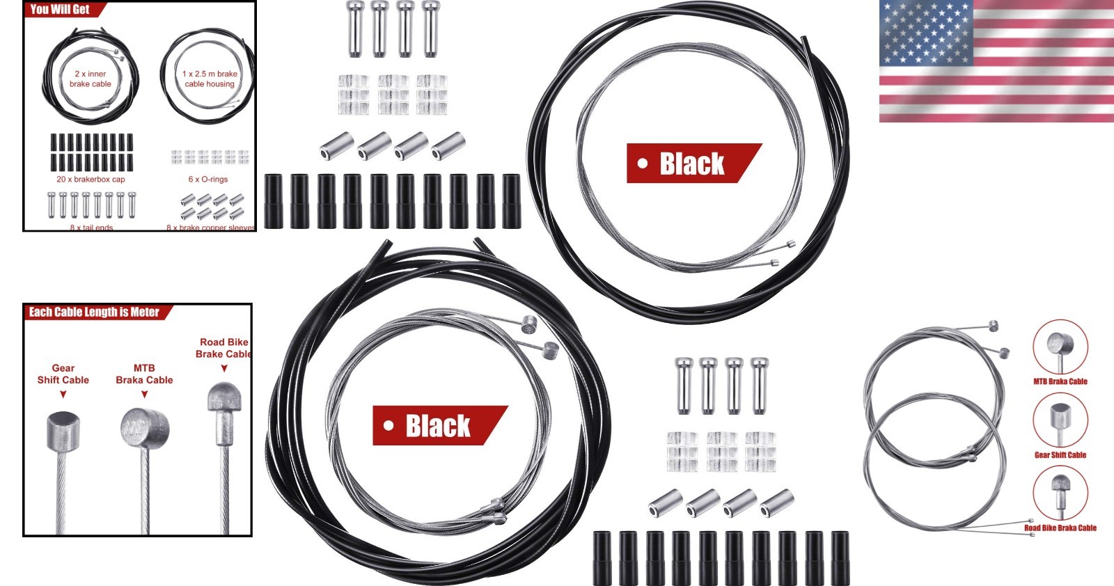 Universal Bicycle Shift and Brake Cable Kit | Durable Steel for Smooth Riding