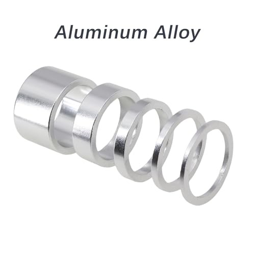 5 Pieces Bike Headset Alu Spacer Bicycle 25.4mm 1 Inch 1 20 10 5 3 2 mm, Silver