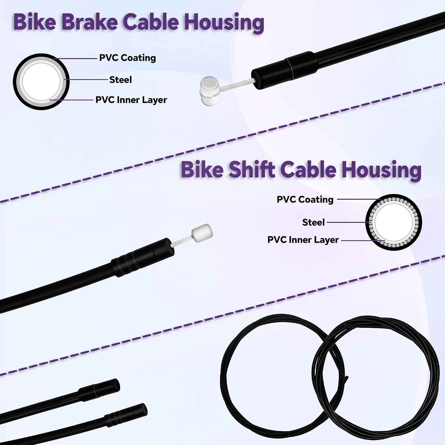 Universal Bike Brake Cable Kit with Stainless Steel Cable Cutter 103PCS