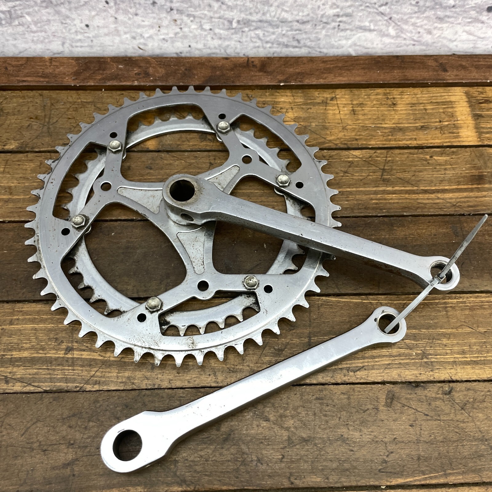 Vintage DOUBLE Cottered Crank Set Bottecchia Race 170 mm 70s 60s Steel Cranks