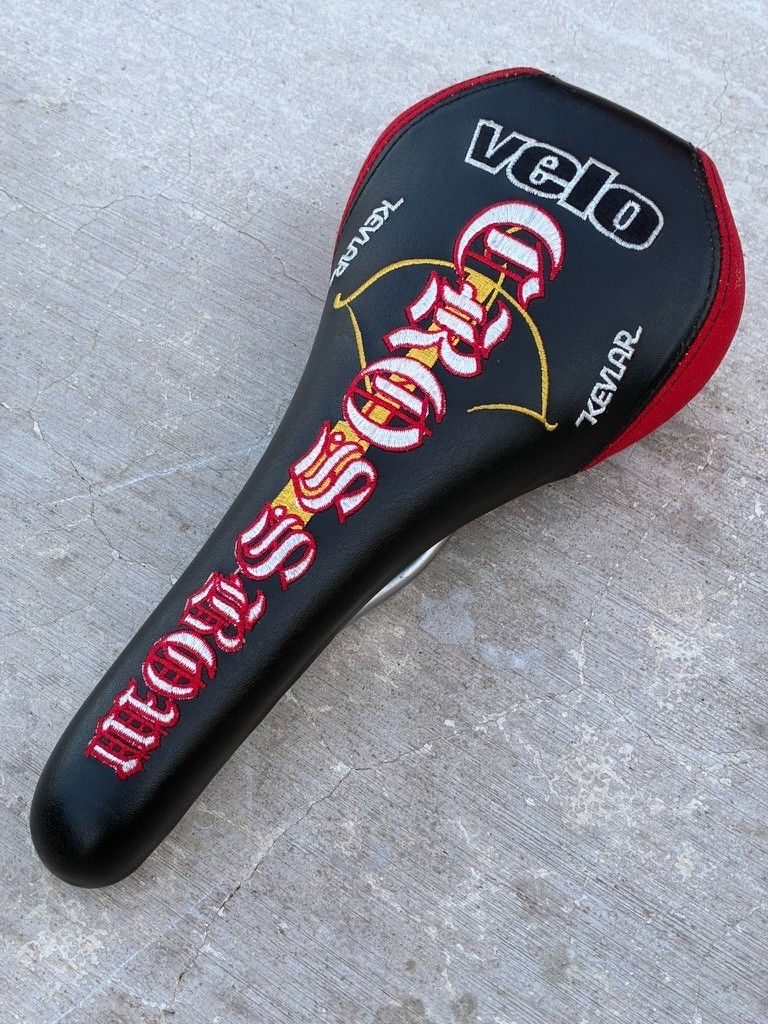 NOS Velo Crossbow Embroidered Road MTB BMX Saddle | CrMo Rails