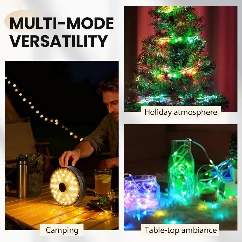 Outdoor Solar Camping Light with 20m Retractable Strip Floodlight and Spotlight