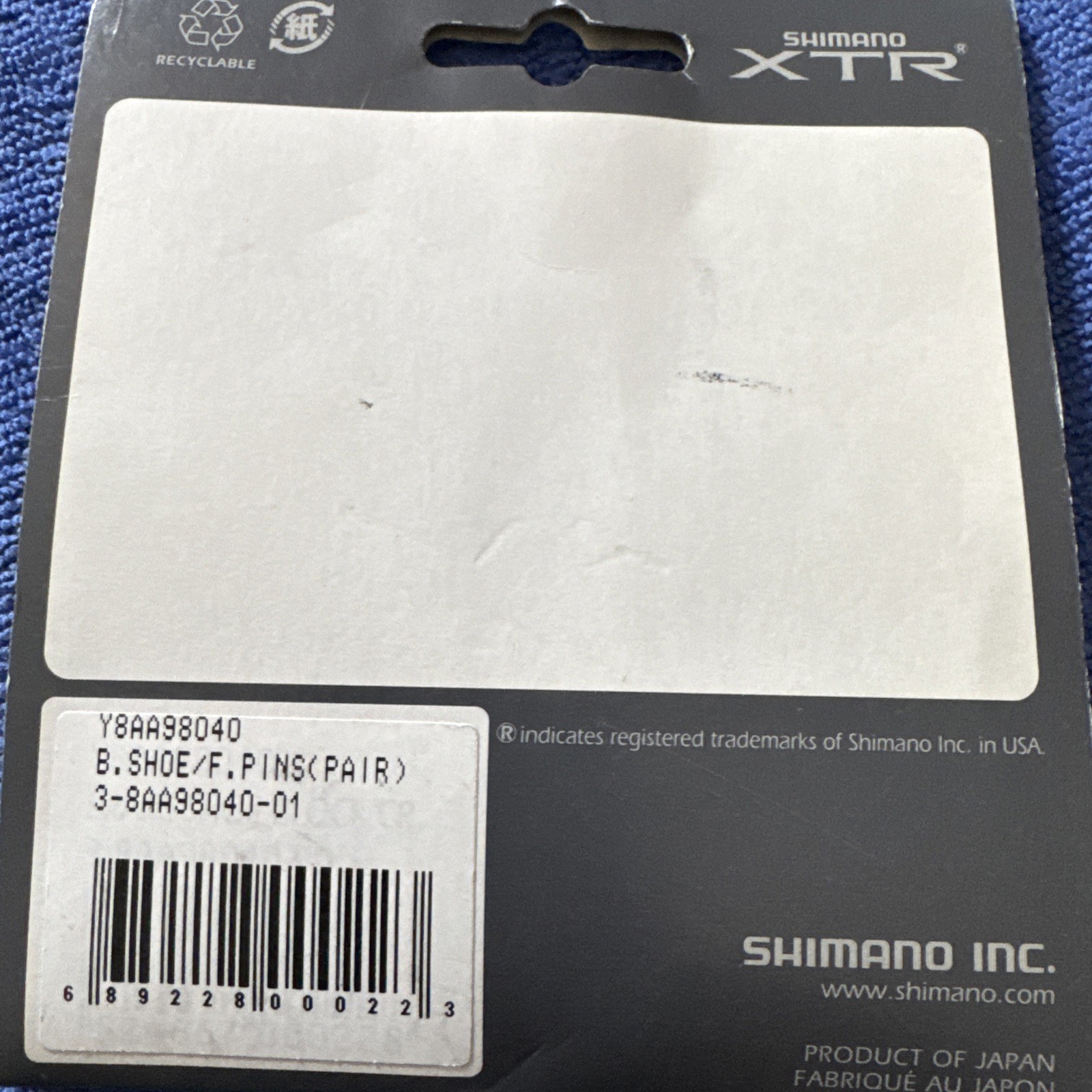 NEW SHIMANO XTR SINGLE V-BRAKE CARTRIDGE PADS CERAMIC RIM ONLY W/PIN SEALED BAG