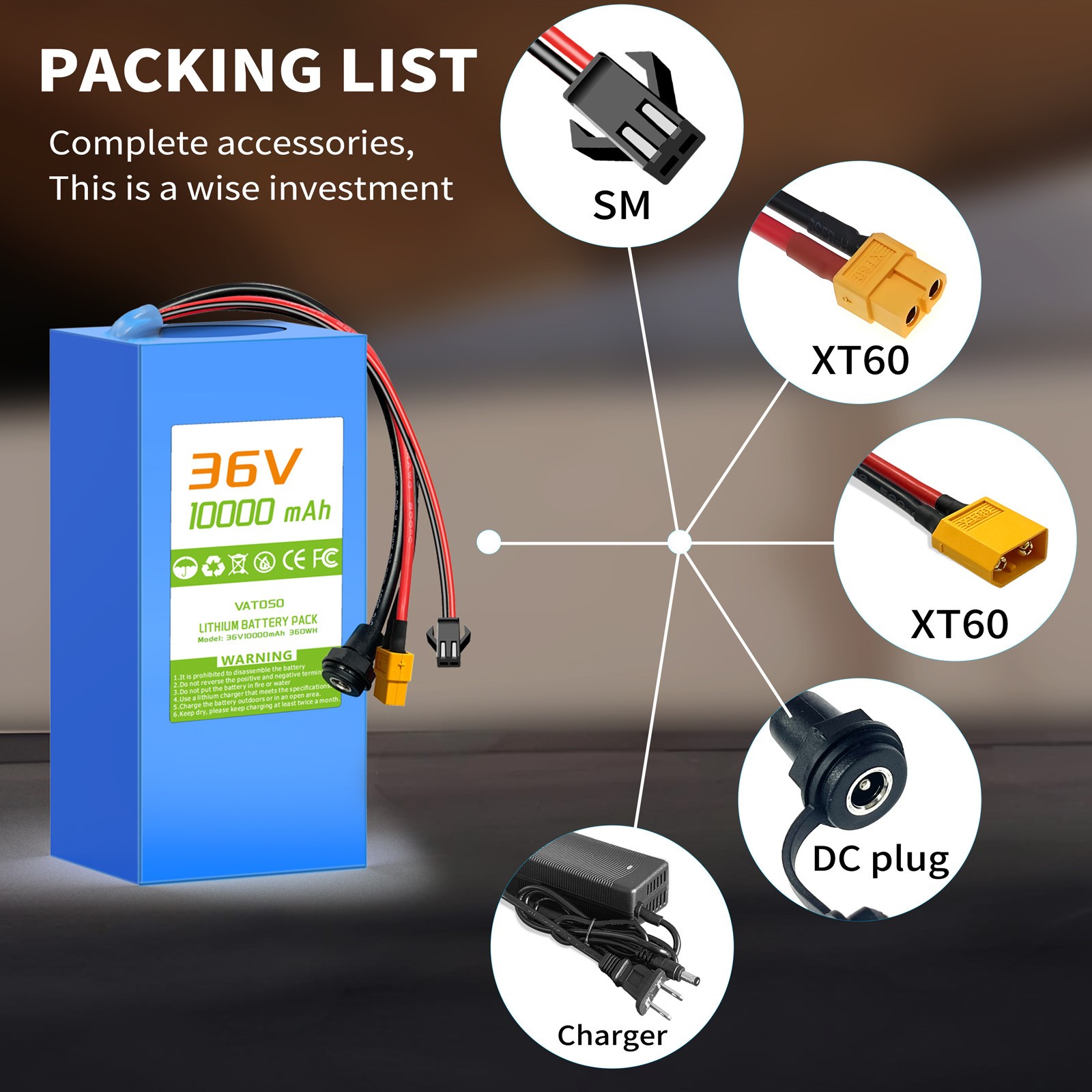 36Volt 10AH Ebike Battery Lithium for 100W-500W Ebike Electric Bicycle 25A BMS