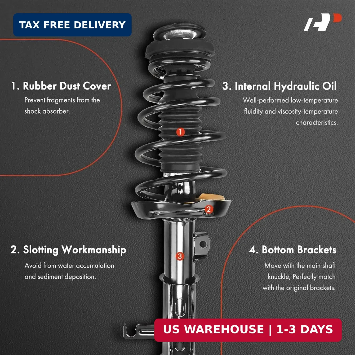 A-Premium Front Complete Struts Compatible with Hyundai Elantra (GLS, Limited) 2