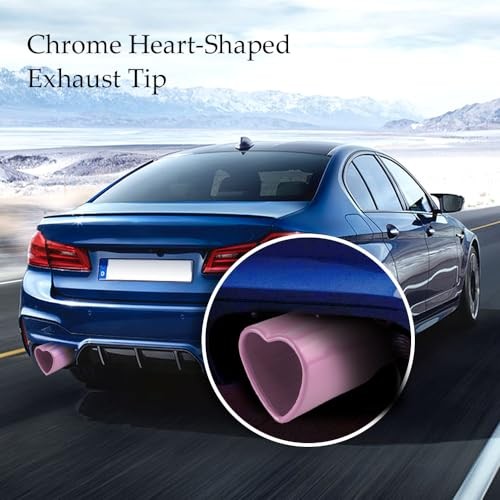 Sakali 63mm Heart-Shaped Tail Pipe Car Stainless Steel Exhaust Straight Pink