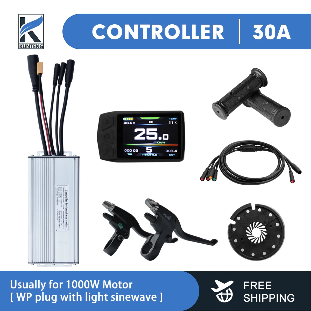 36V/48V 15-30A Waterproof Controller for Electric Bike with Light Function
