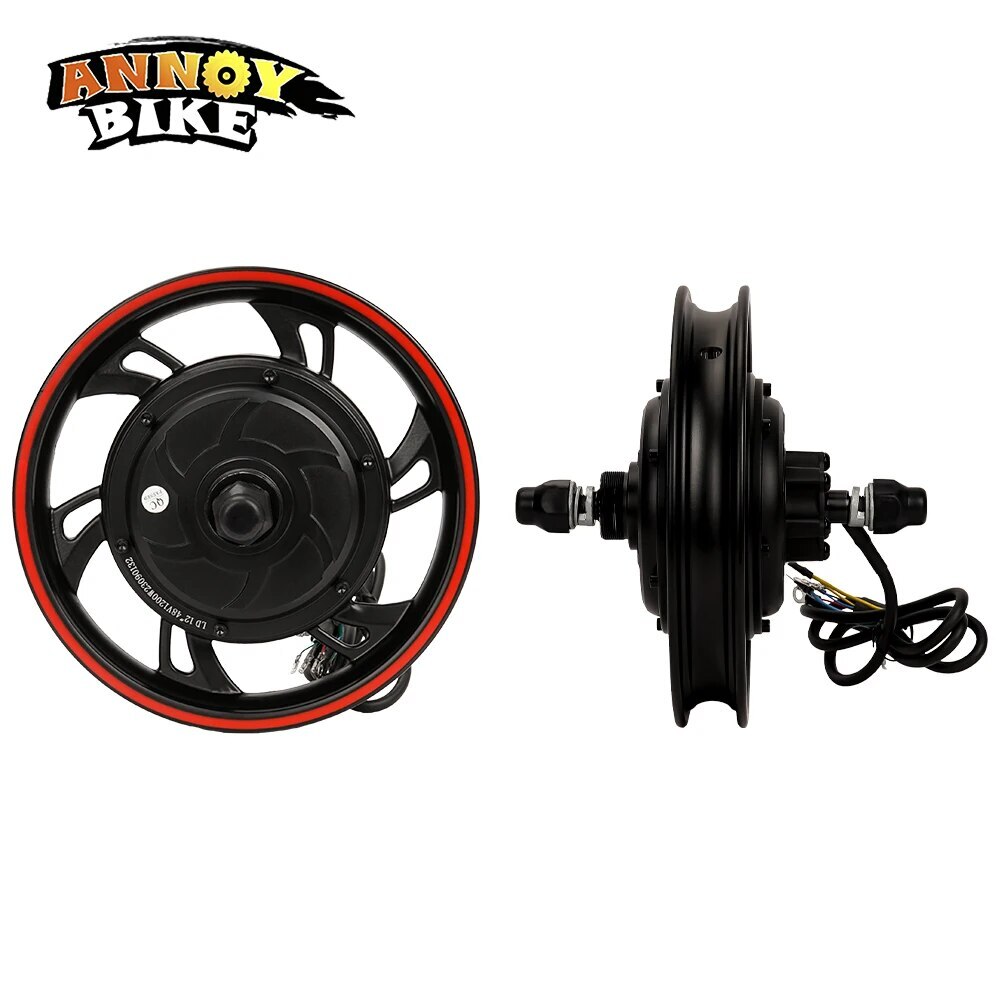 12 inch 36V48V60V72V 350-1500W Gearless Motor With Tire Disc Brake