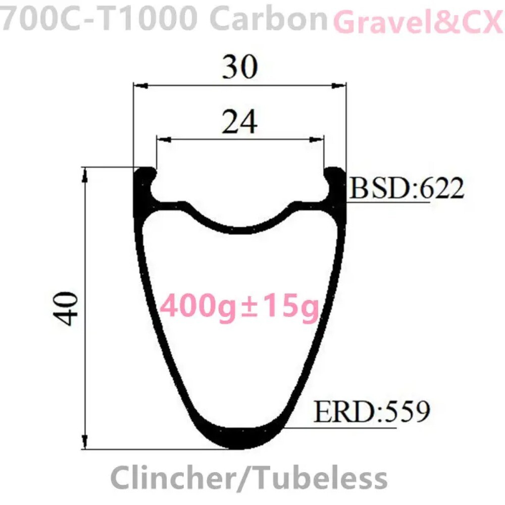700C Super Light Carbon Rims 30mm Wide Symmetric 30mm-50mm Depth Disc Brake