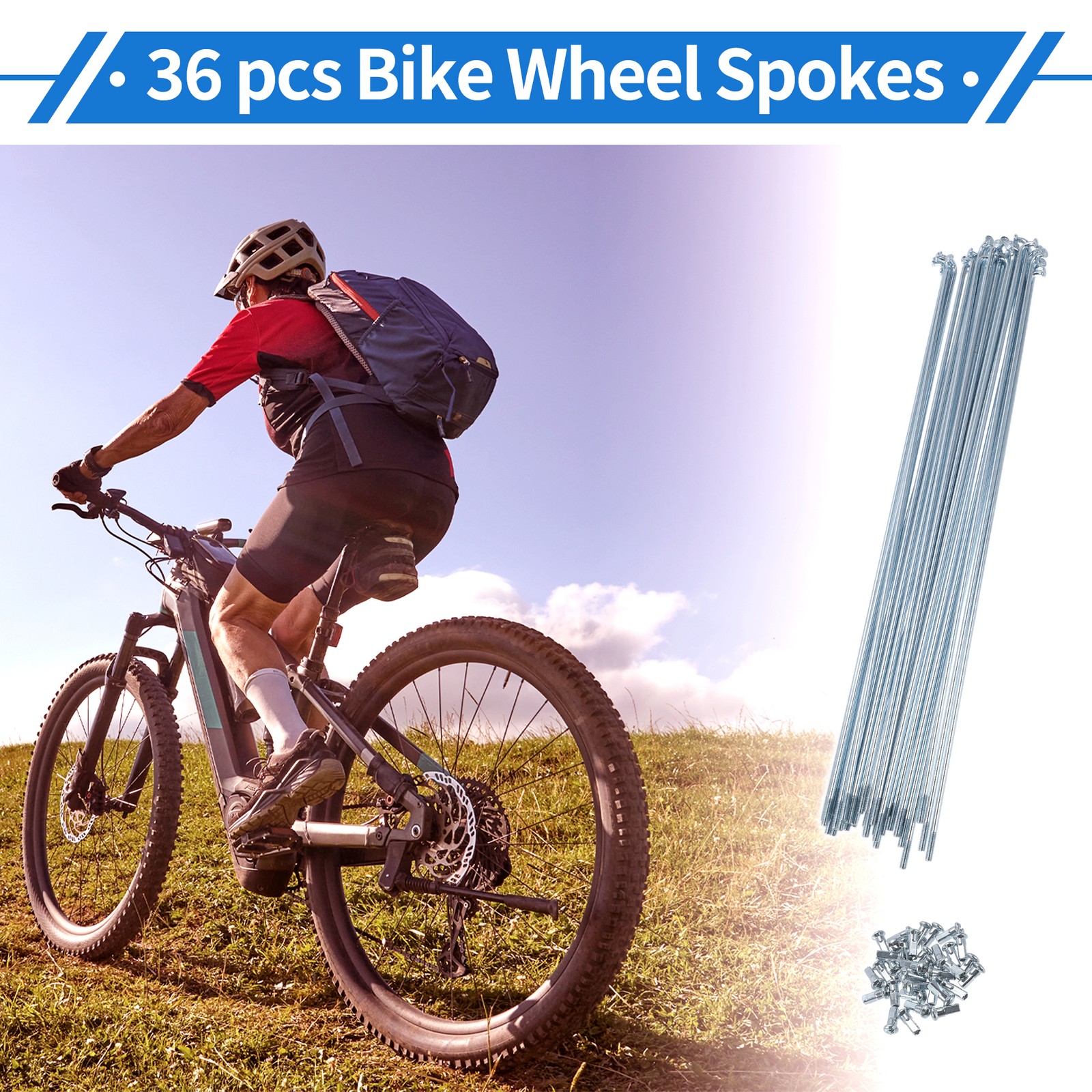 1 Set 12G 270mm Length Bicycle Spokes Nipple Carbon Steel Galvanized Universal