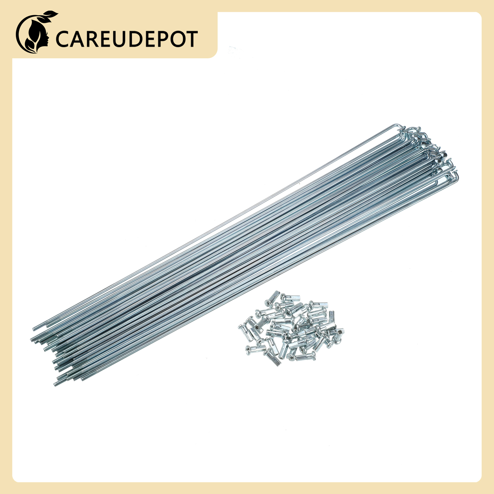 14G J Bend 260mm x 2mm Bike Bicycle Spokes Steel Silver Tone Item of 36