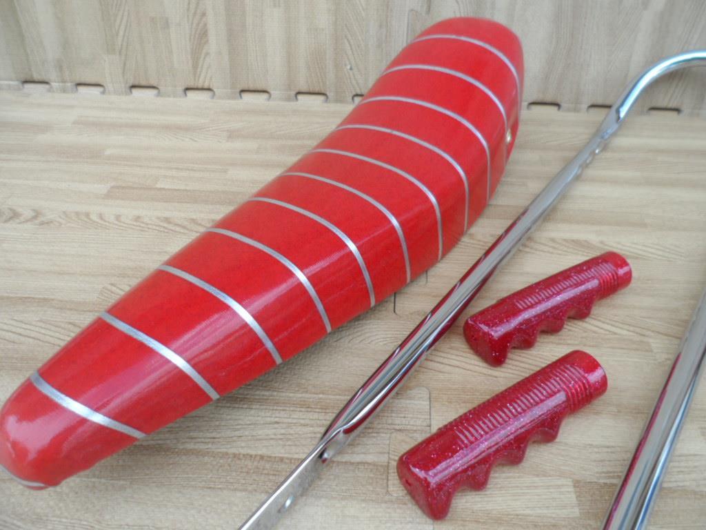 20″ RED SPARKLE Lowrider Krate Bicycle BANANA SEAT SISSY BAR Grips Included
