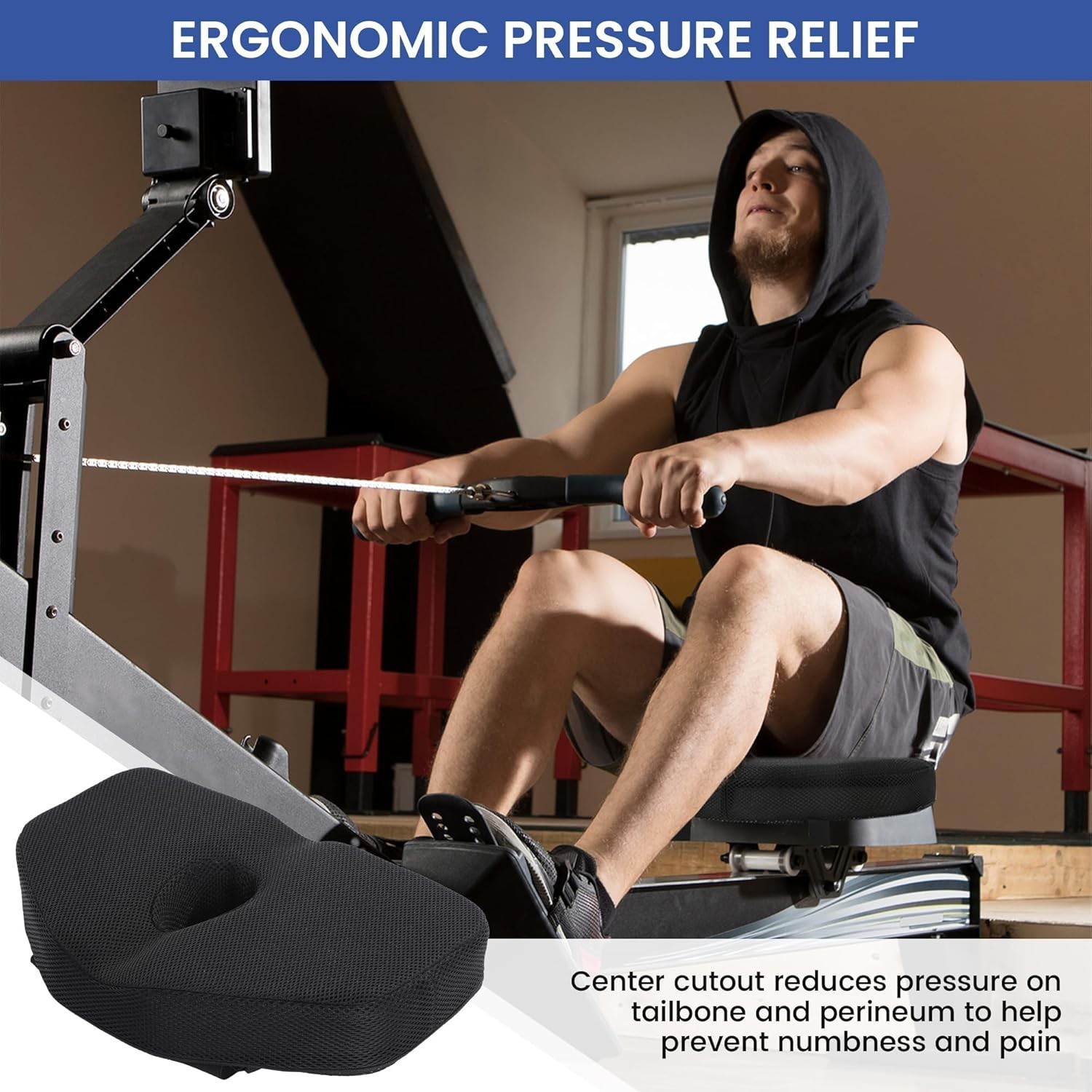 Thickened Exercise Bike Seat Cushion, Foam Bicycle Seat Cushion with Center H…