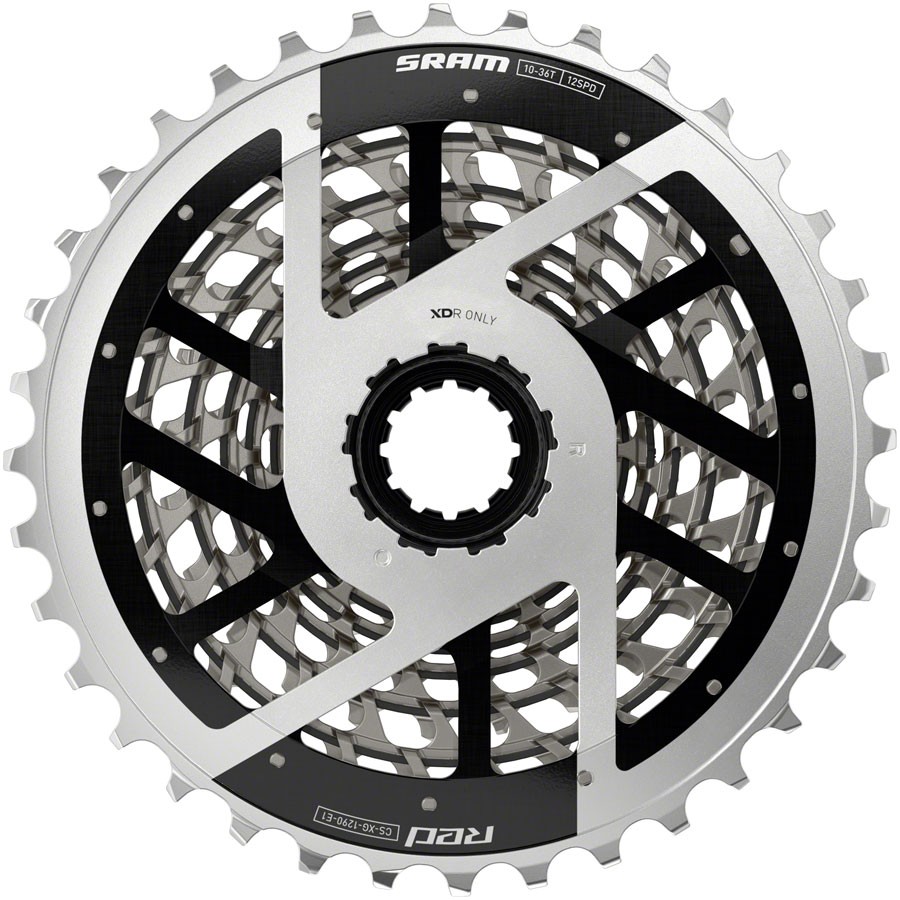 SRAM RED XG-1290 Cassette – 12-Speed, 10-36t, For XDR Driver Body, Silver, E1