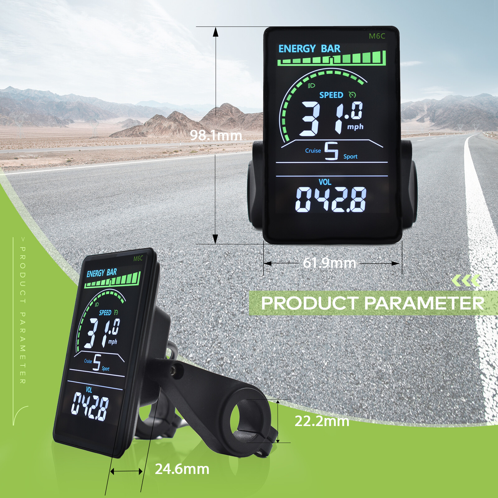 UART 2 M6C Electric Bike LCD Display Meter E Scooter Panel Screen