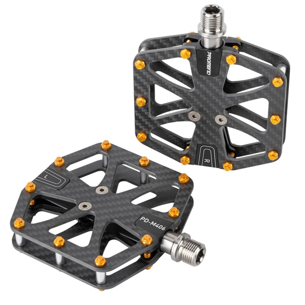 Ultralight Full Carbon Fiber Bike Pedals with Titanium Shaft | 9/16″ Wide Fla…