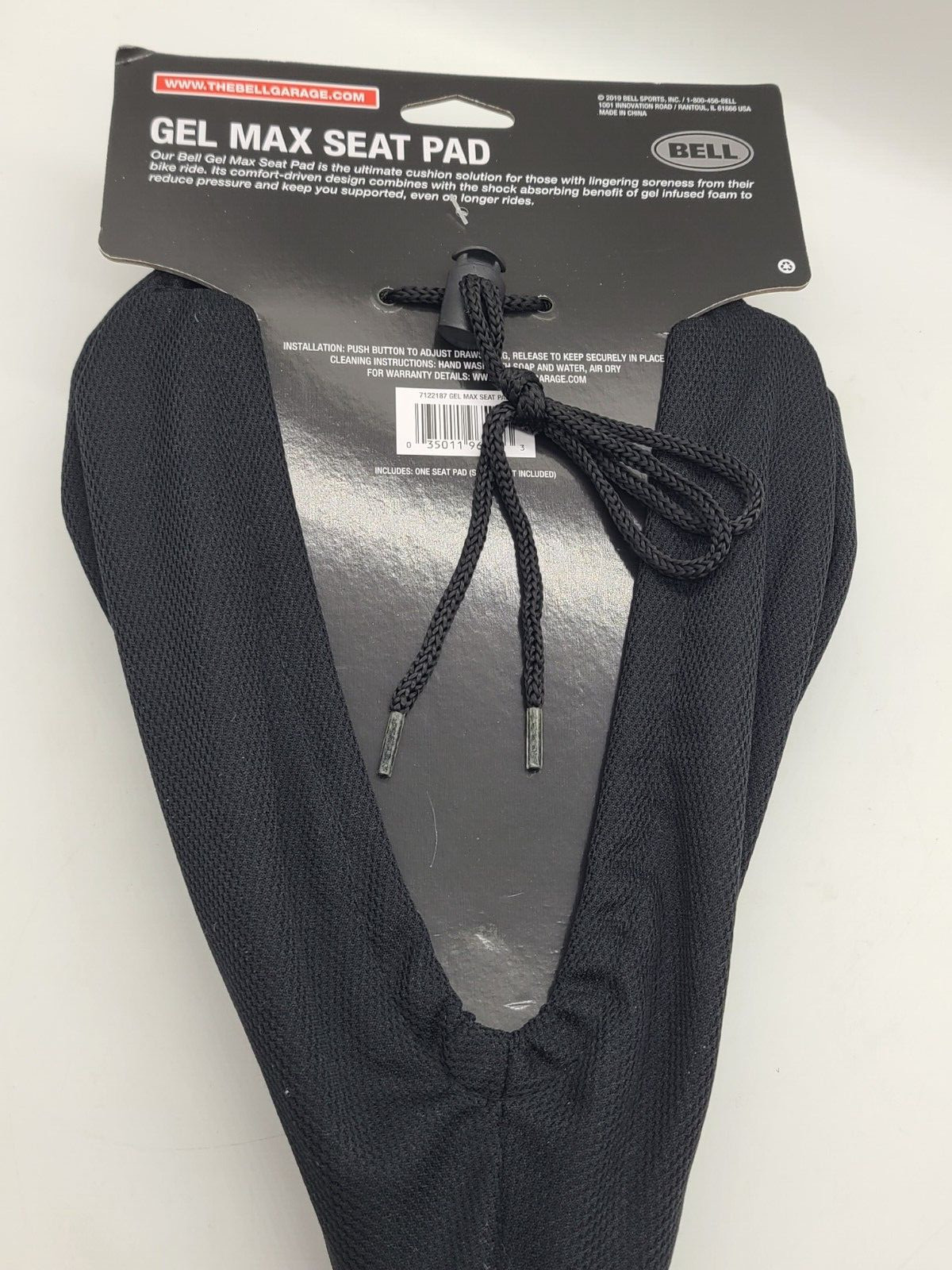 Bell 650 Gel Max Bike Seat Pad Black Comfort Channel Drawstring Close, NEW