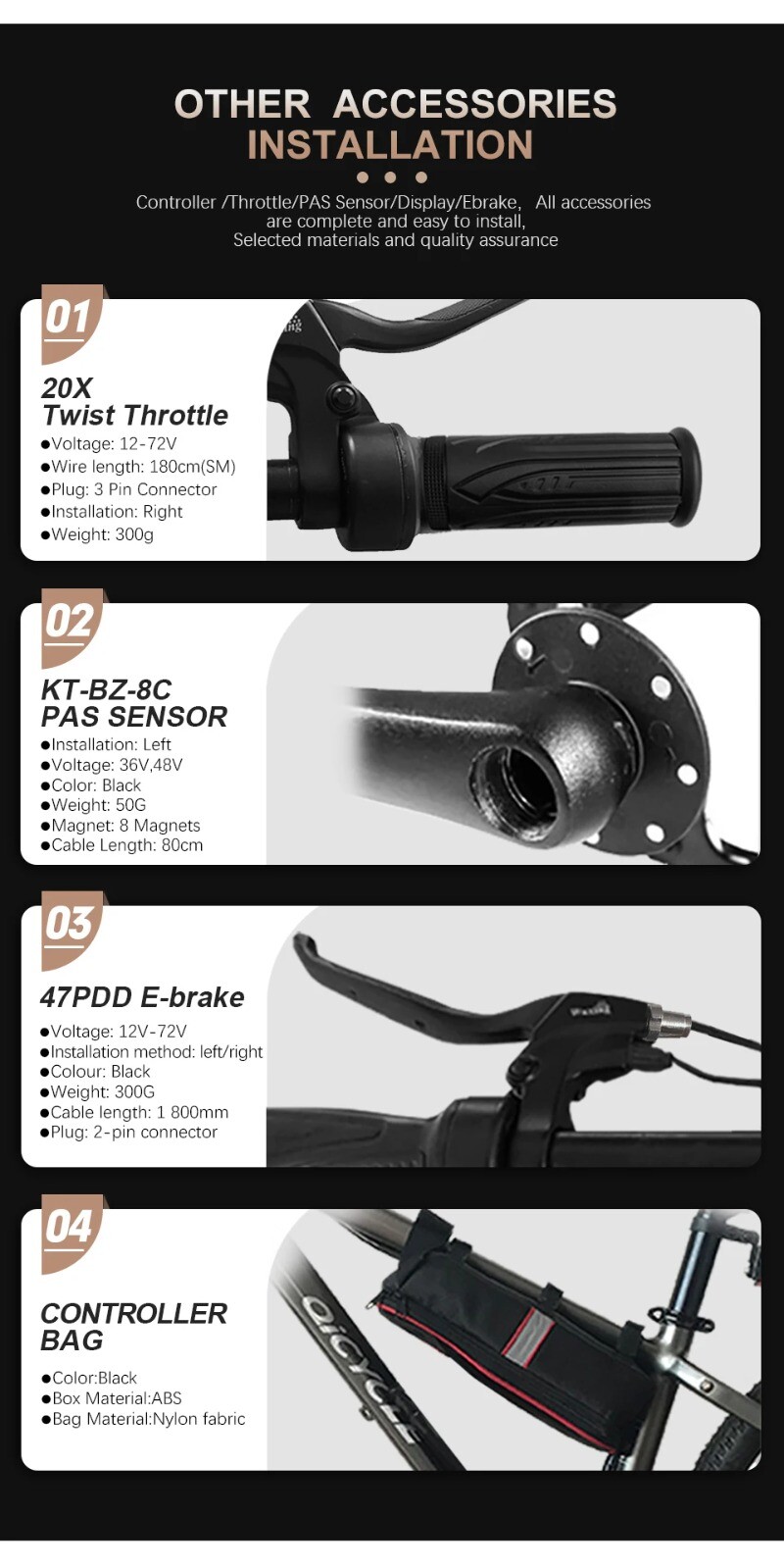 48V 1500W MTB EBike Conversion Kit Rear Cassette Hub Motor Wheel Dropout 142mm