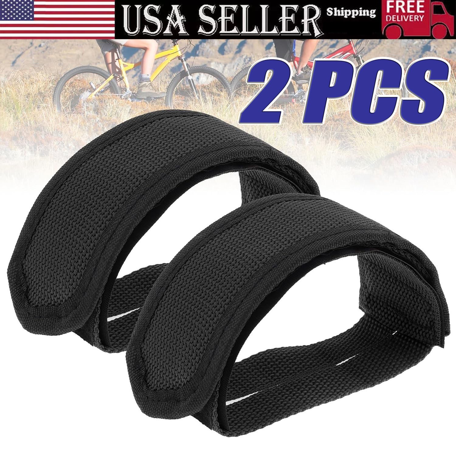 2pcs Bicycle Pedal Strap Adjustable Anti-slip Cycling Stirrups Bike Foot Holder