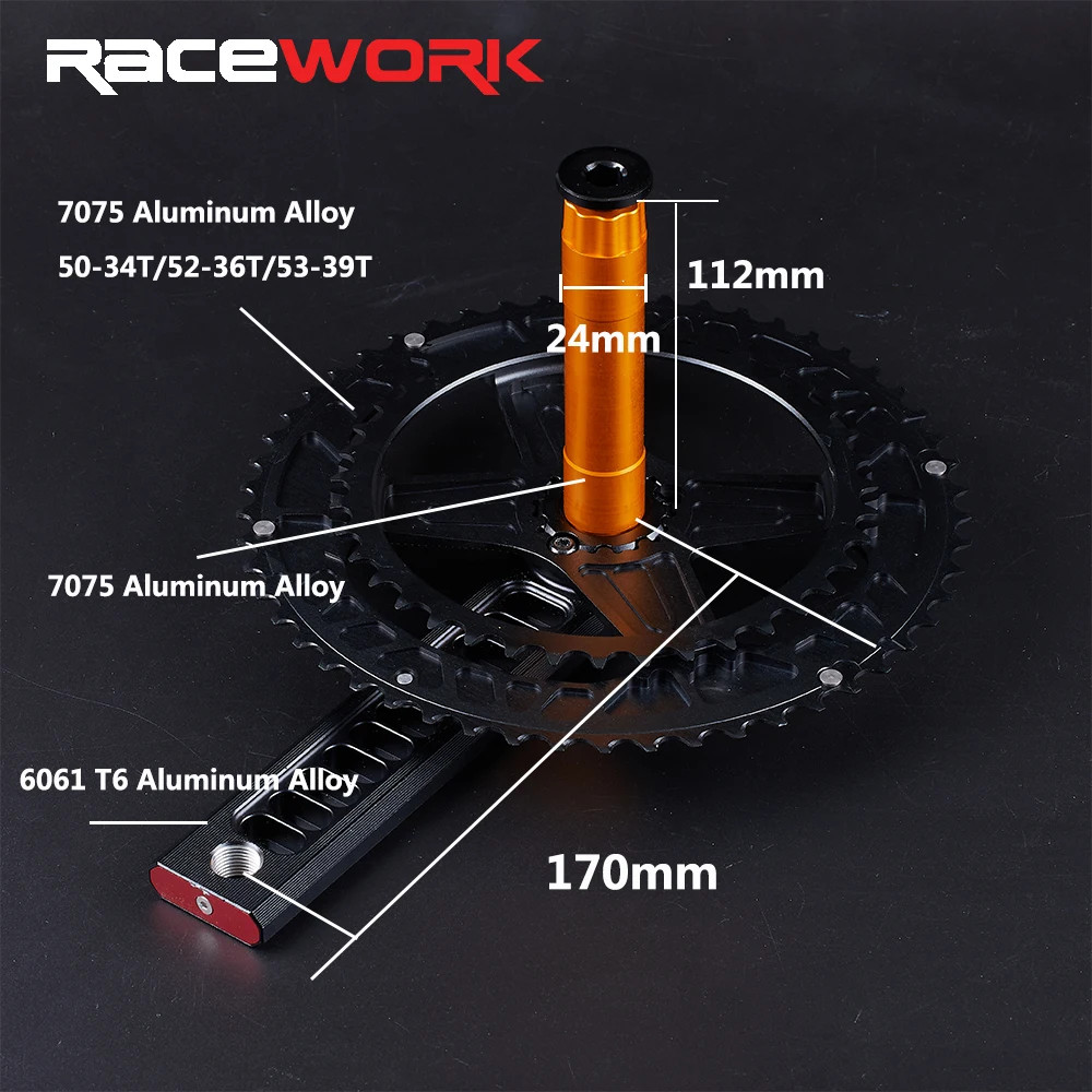 Road Bike Crankset 170mm Chainset Chain Wheel Shaft Bicycle Double Chainring