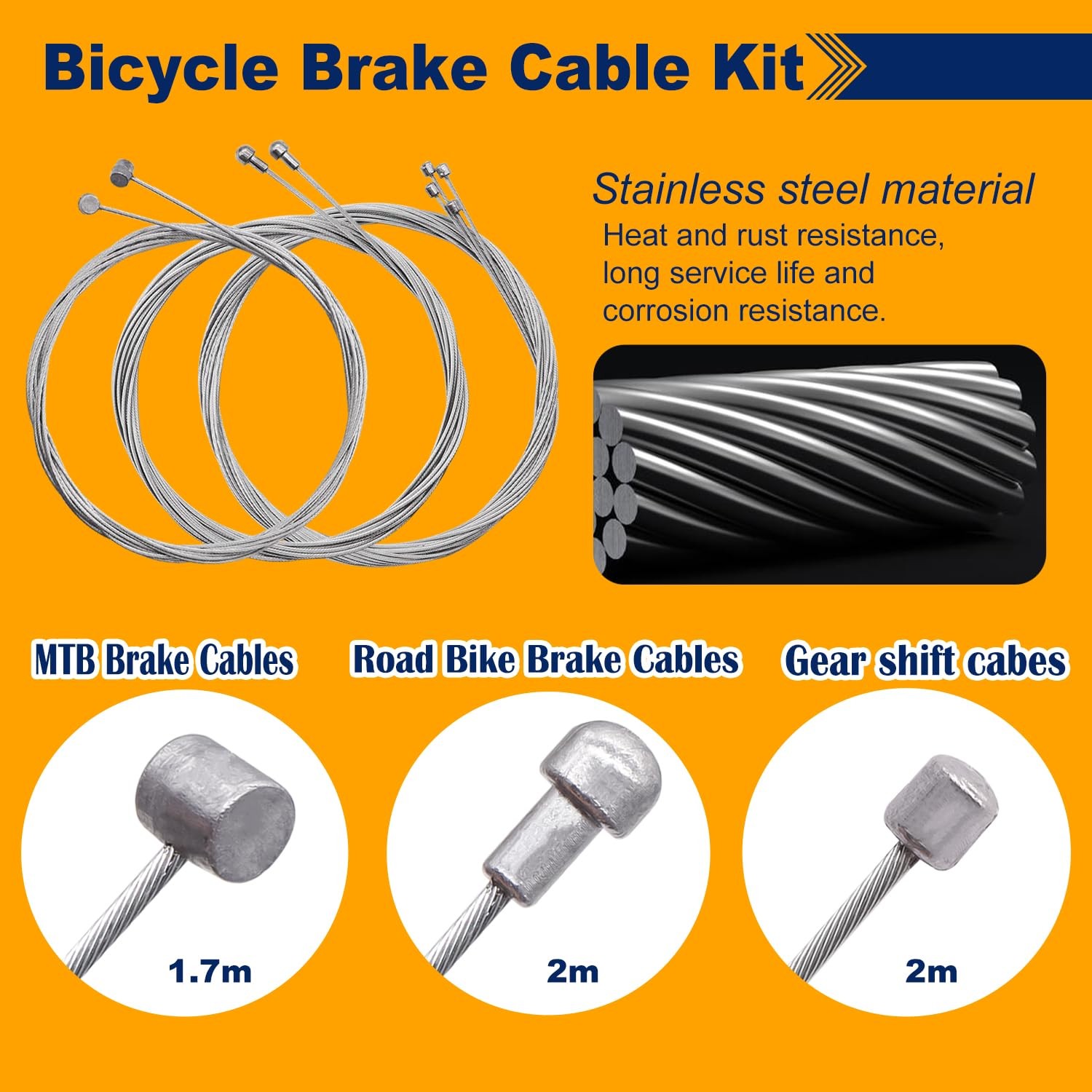 weideer Bicycle Brake Cable Shift Cable Bike Cable Housing Kit Bike Brake Cable