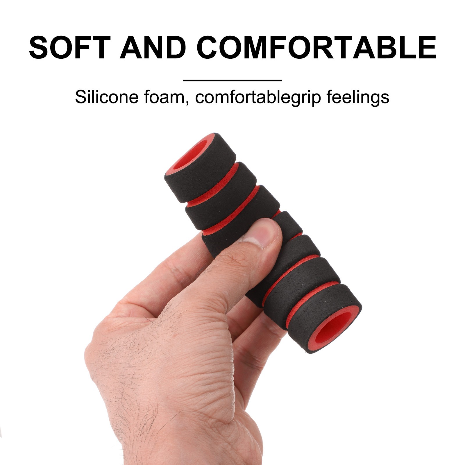 Bike Handlebar Grips 0.78″ Sponge for BMX Mountain Bikes, Black-Red