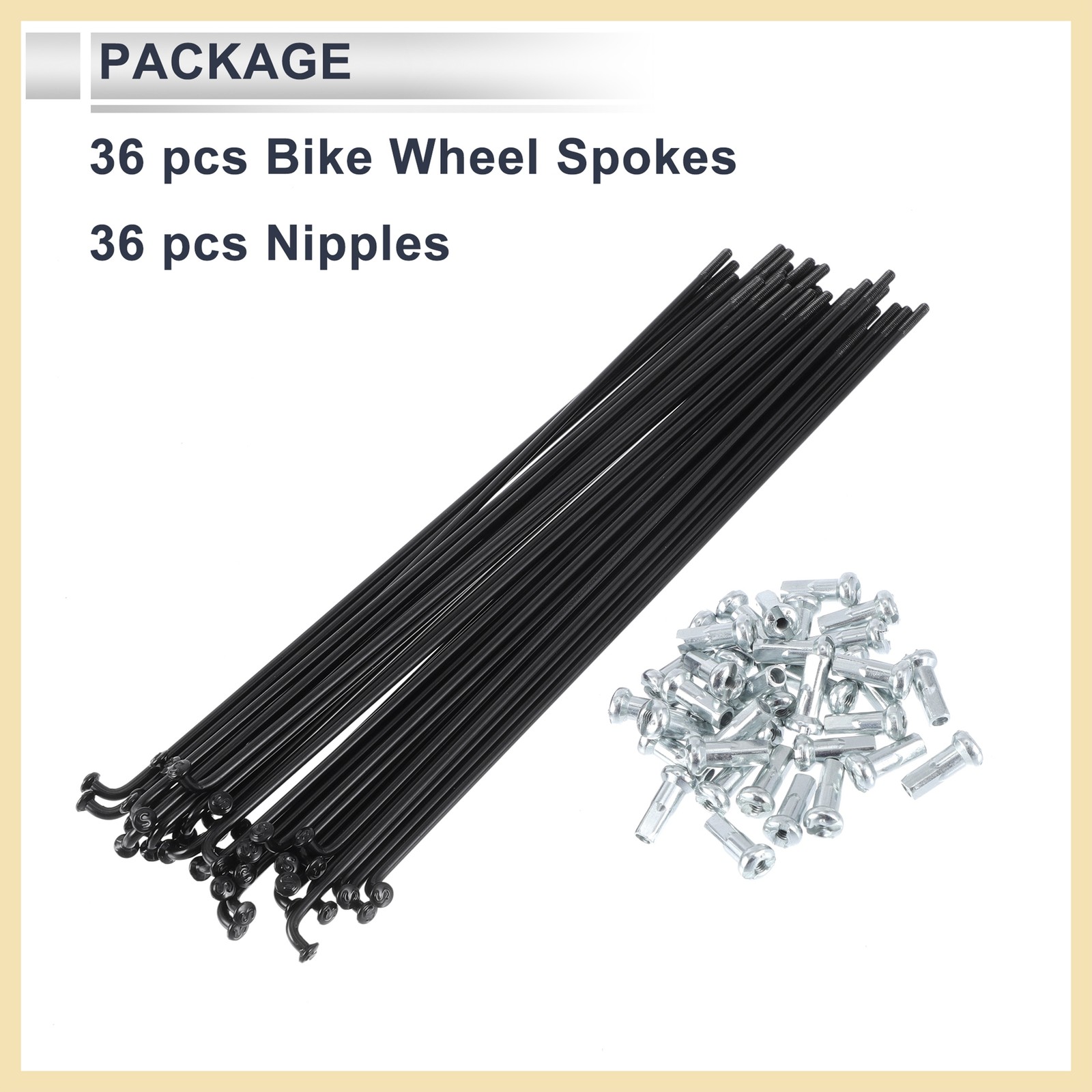 13G 185mm Length Bicycle Spokes Nipple 45 Steel Black Universal