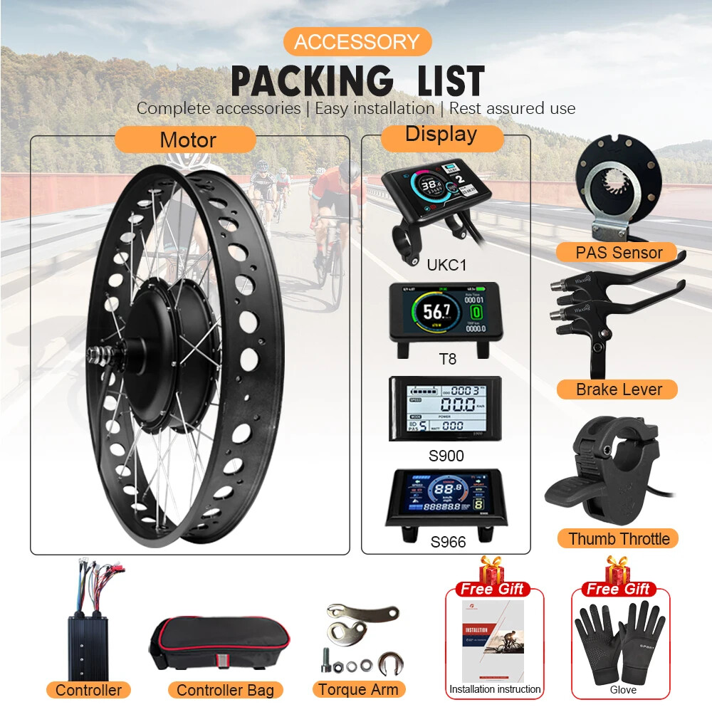 72V 5000W Rear Rotate Electric Fat Bike Brushless 4.0 Tyre Motor Wheel