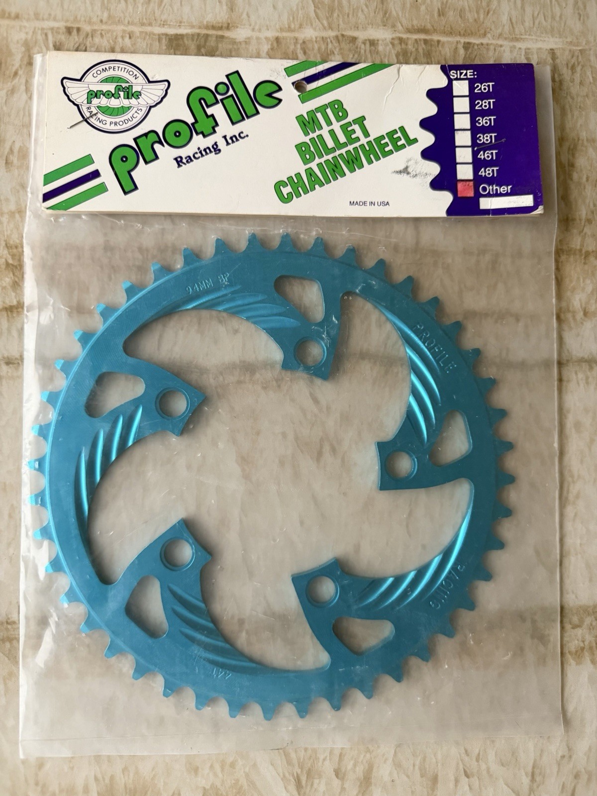 Profile Chainring 94bcd 44T Turquoise, NEW