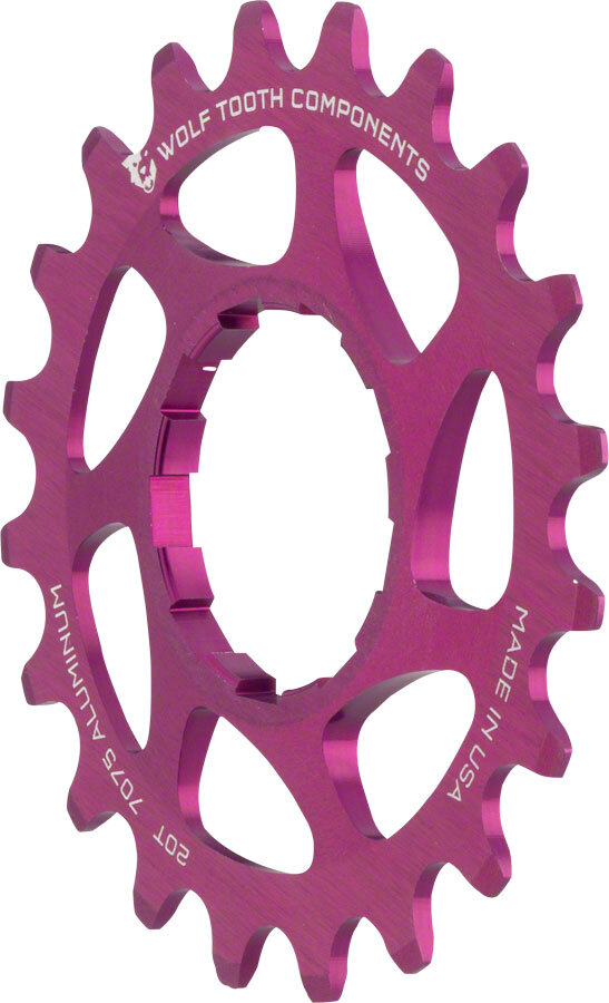 Wolf Tooth Single Speed Aluminum Cog: 20T, Compatible with 3/32″ Chains, Purple