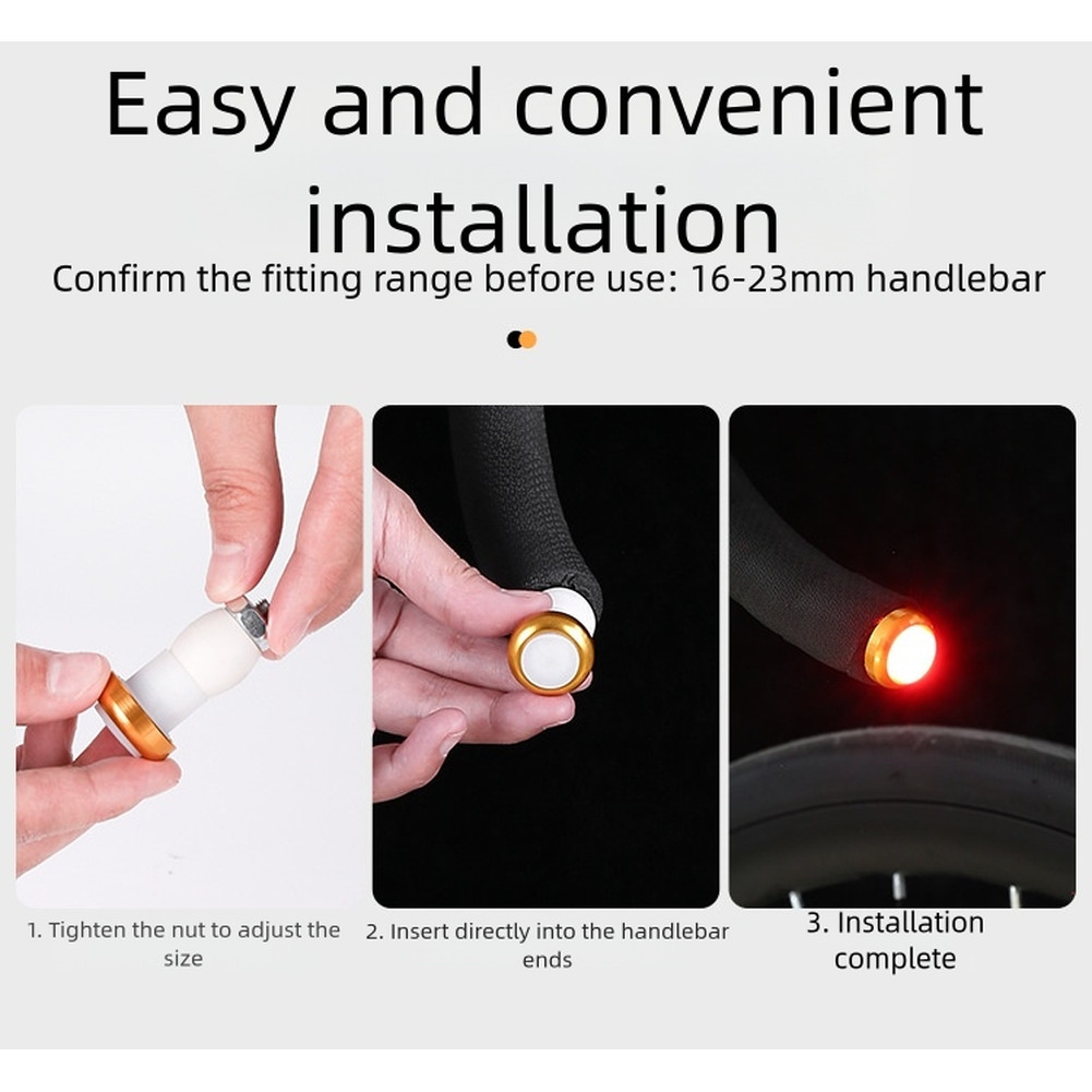 LED Bike Handlebar End Light Aluminum Alloy Safety Signal with Multiple Modes