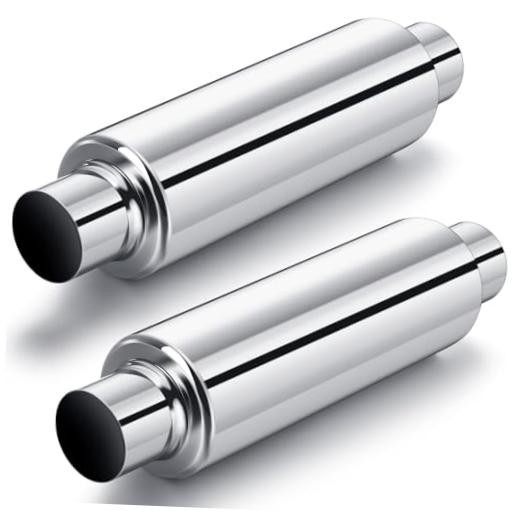 Relaxweex 2 Pcs 2.5″ Inlet Exhaust 2.5″ Inlet 16″ Overall Length Silver