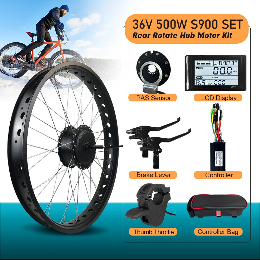 20 24 26In 500W Snow Fat Electric Bicycle Rear Motor Wheel Drive Kit 170/190mm