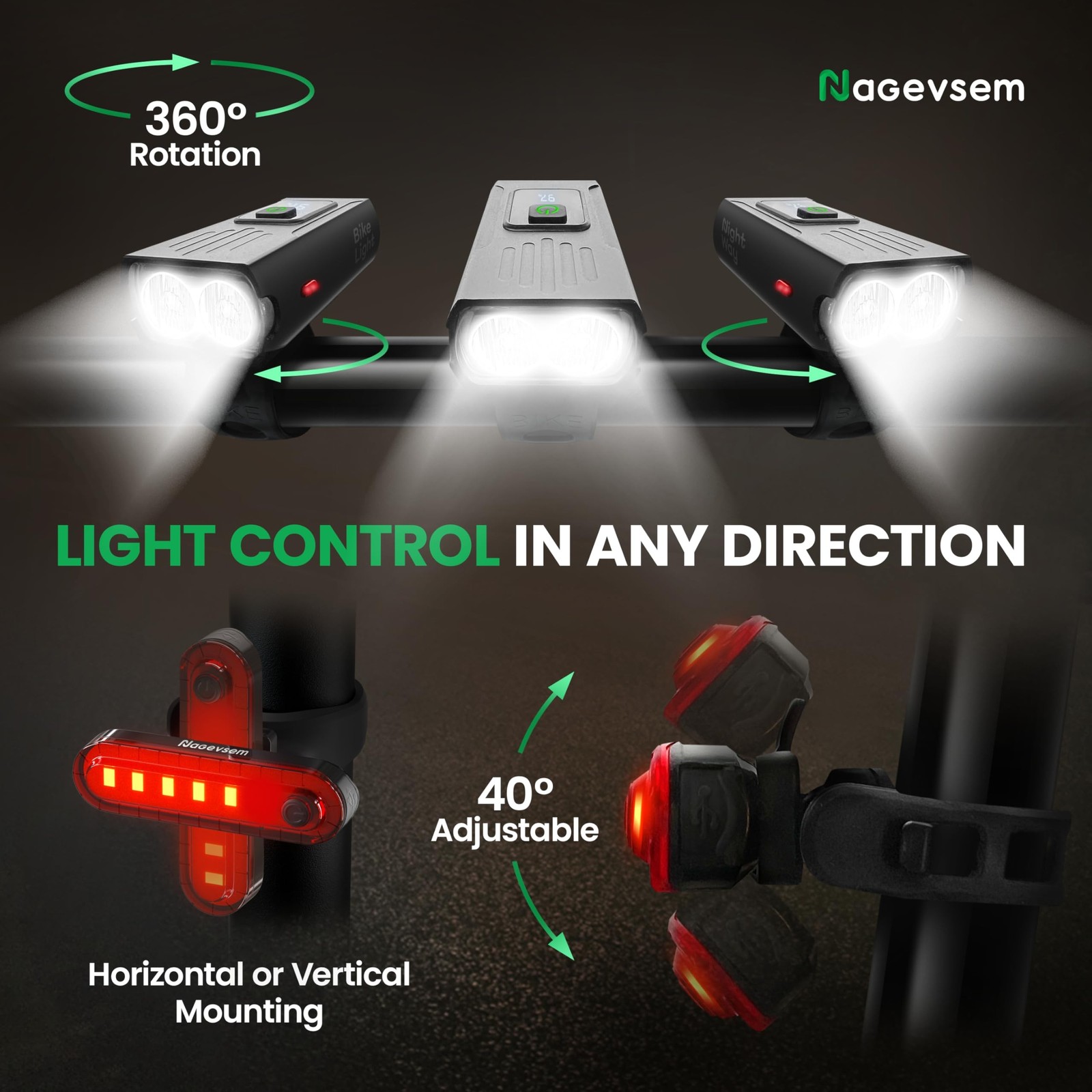 Bike Lights Front and Back for Night Riding, USB-C Rechargeable Bicycle Headl…