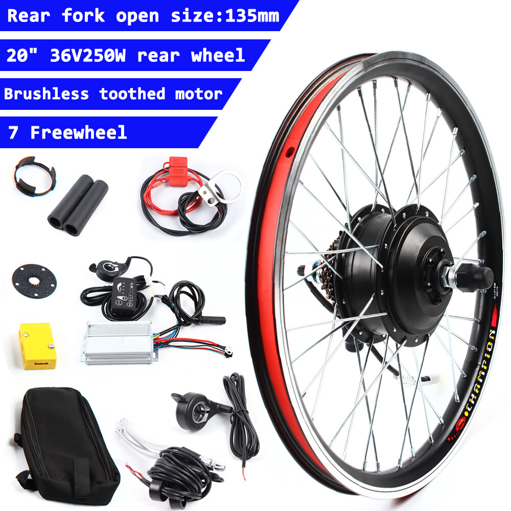 36V 250W 20″ E-Bike Rear Wheel Motor Hub Conversion Kit Electric Bicycle Cycling