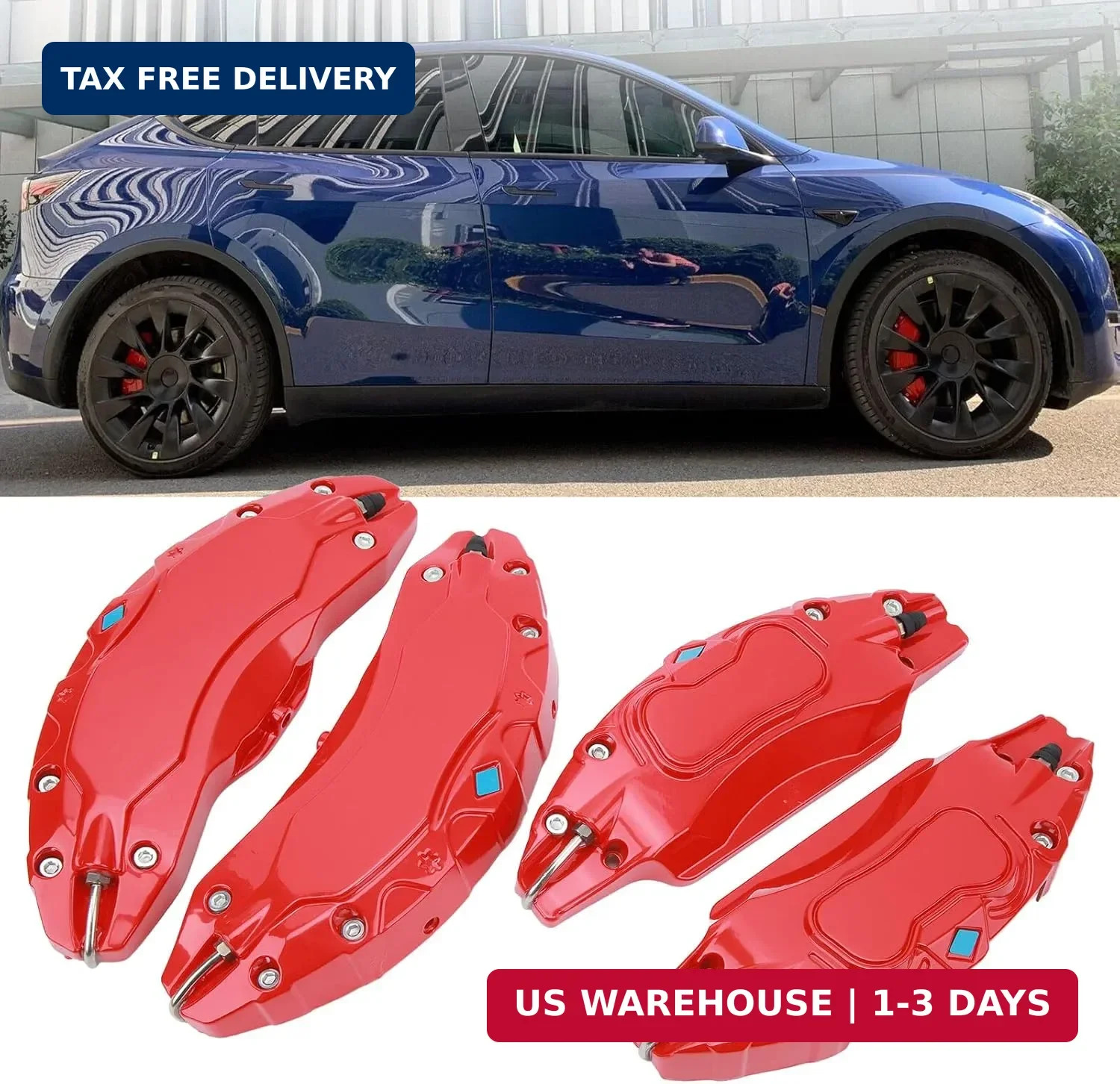 Brake Caliper Covers Set, 4Pcs Aluminium Alloy Red Brake Caliper Covers Red
