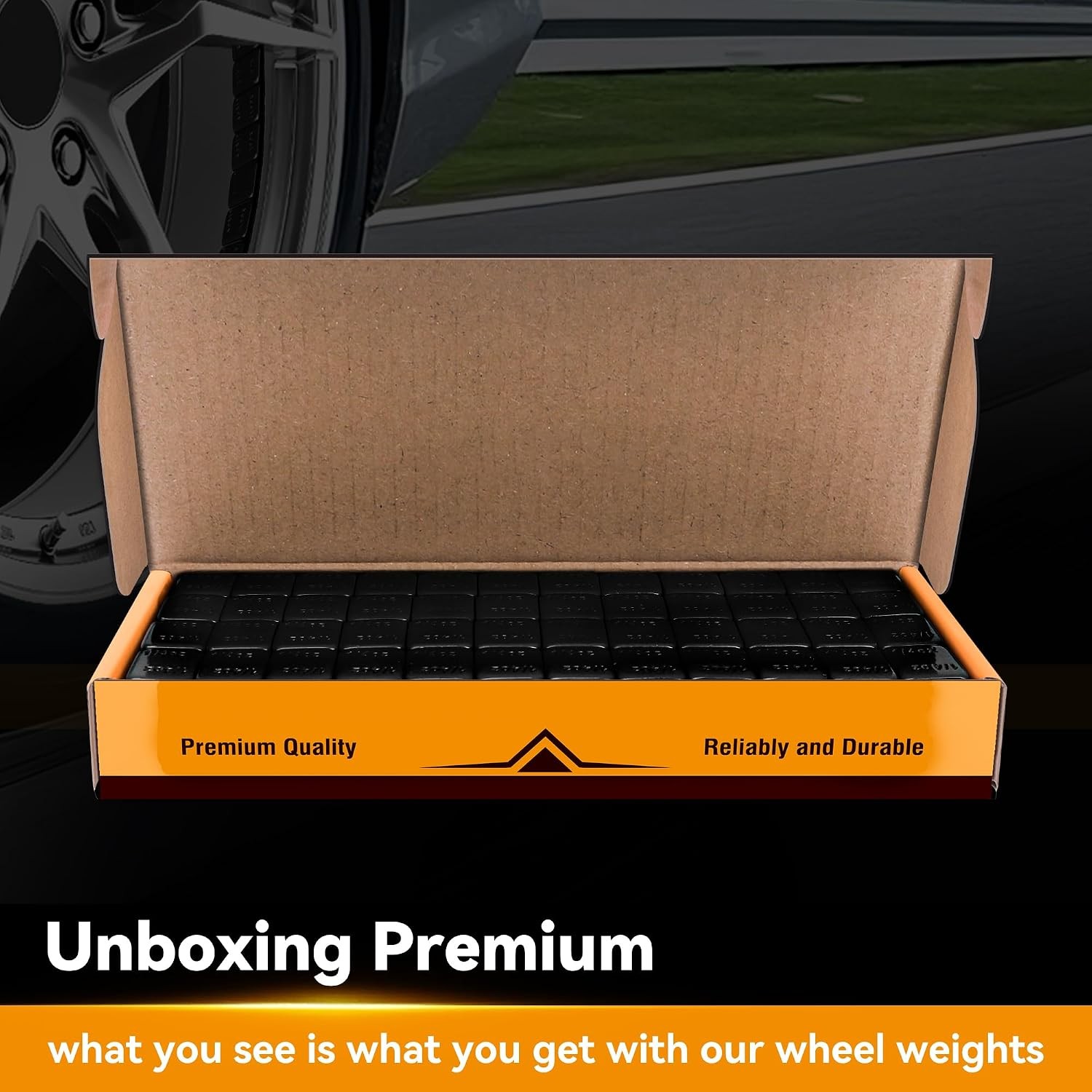 YIZBAP Wheel Weights Black 1/4oz, 72 oz/Box, 288pcs, with Strong Black Adhesive.