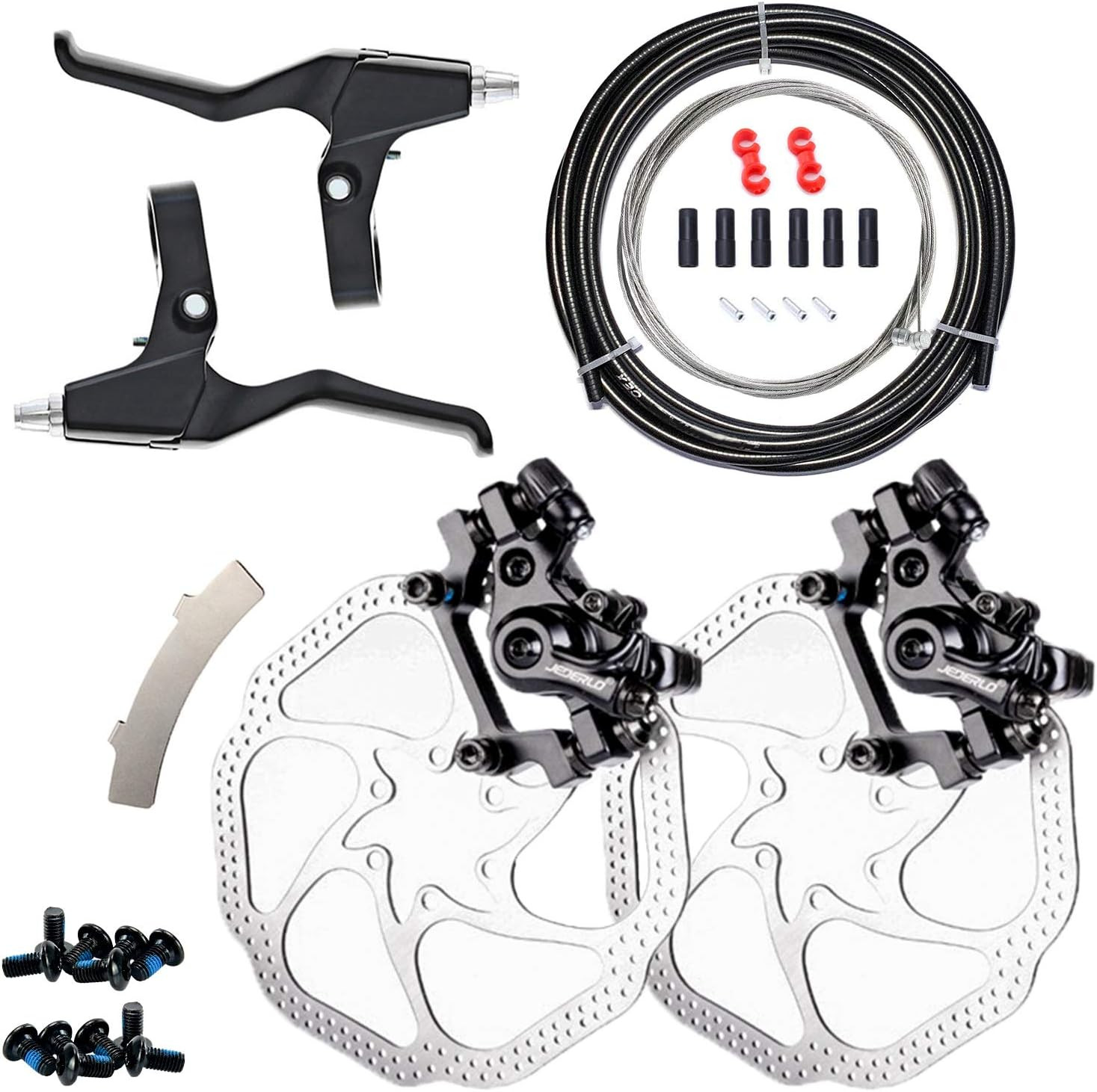 Mechanical Bike Disc Brake Kit, Including Front and Rear Caliper, Brakes Cables,