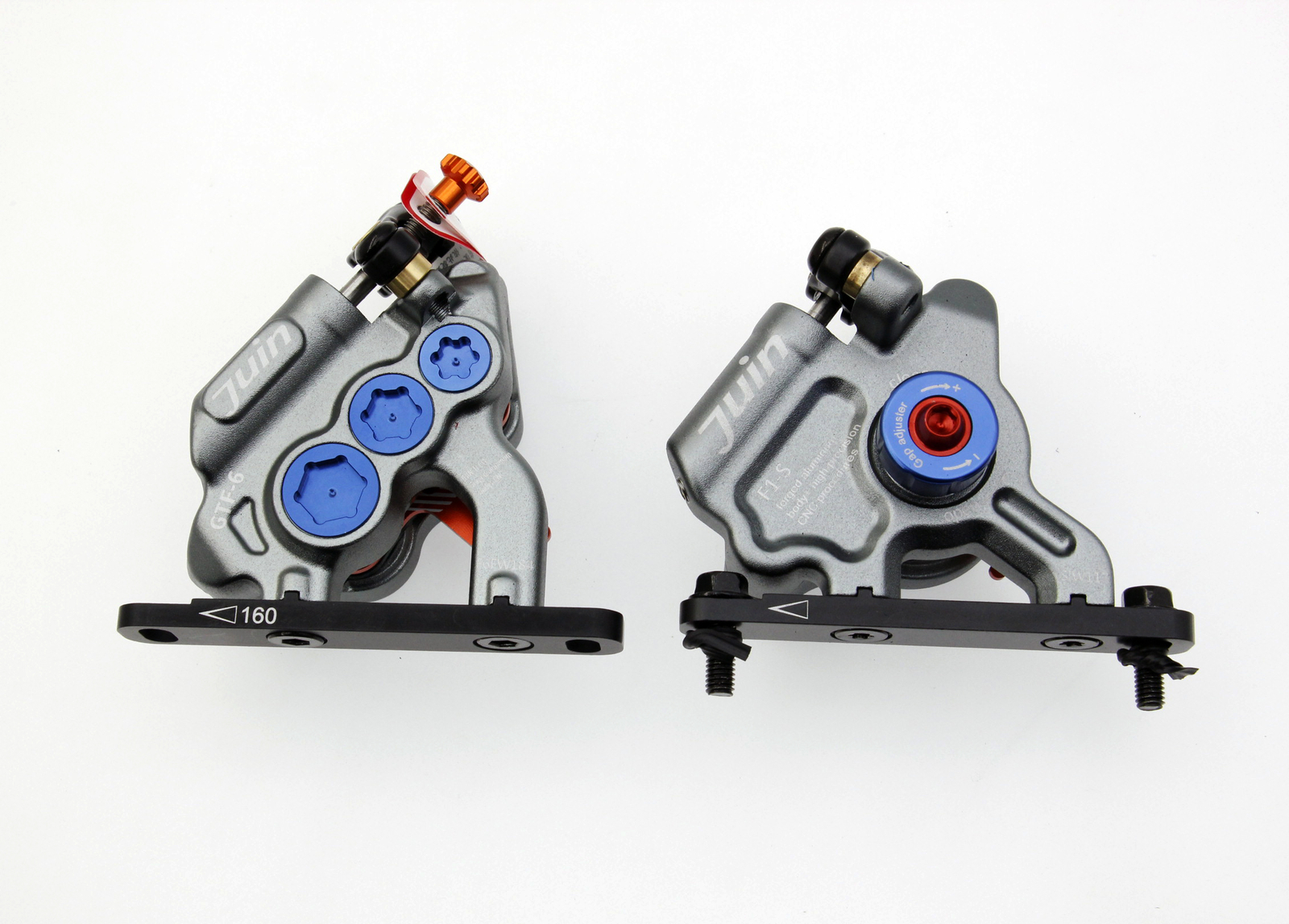 Juin Tech GTF6 Cyclocross Riding 6-Piston Hydraulic Brake Caliper Set Gray Bike